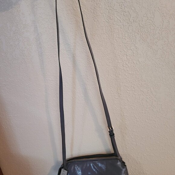 Stylish Patent Leather Crossbody Bag – Slate Blue Purse with Adjustable Strap - Picture 5 of 5